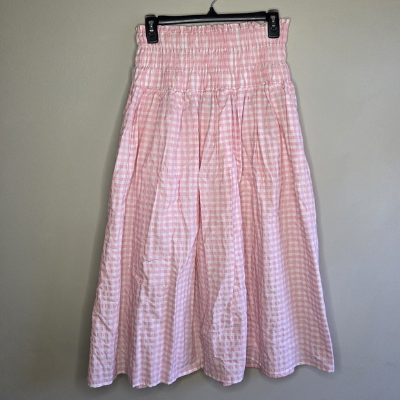 Elizabeth Wilson Pink Gingham Maxi Skirt & Crop Top Set Size XS Country Summer - Picture 6 of 10